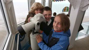 3 kids at the top of the Blackpool Tower Eye