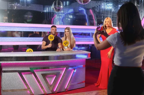 Visitors to Madame Tussauds Blackpool Strictly set