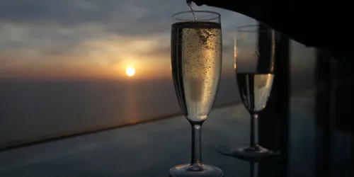 Pouring champagne at the top of the blackpool tower eye