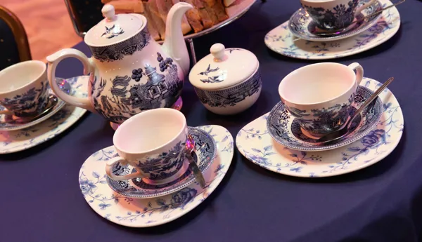 Afternoon tea - tea pot and tea cups at the Blackpool Tower
